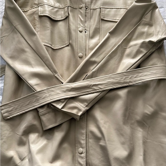 Beige Botany Light Tan Belted Faux Leather Jacket/Shacket - Size Medium - Picture 4 of 4
